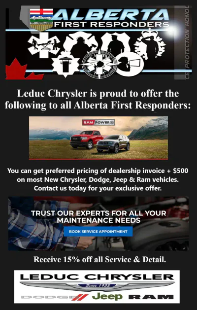 Leduc Chrysler AFRA first responder deal