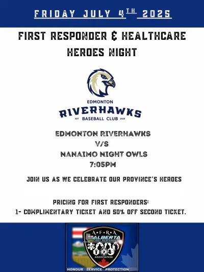 Edmonton Riverhawks First Responders Night poster